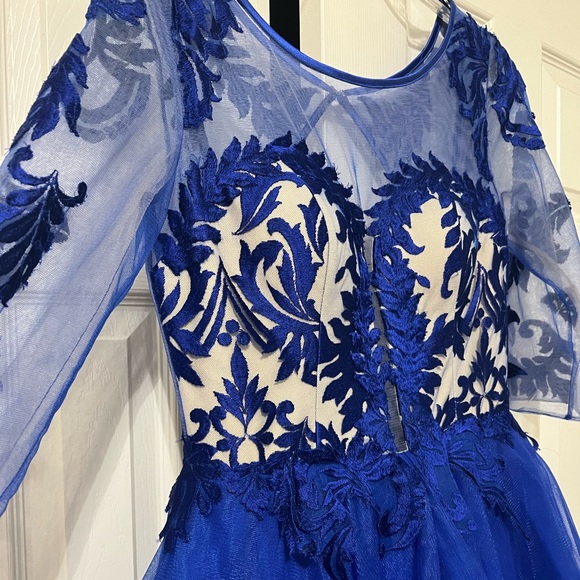 3/4 Lace Sheer Sleeve Royal Blue Gown Turkish Gown from Turkey - Picture 7 of 9